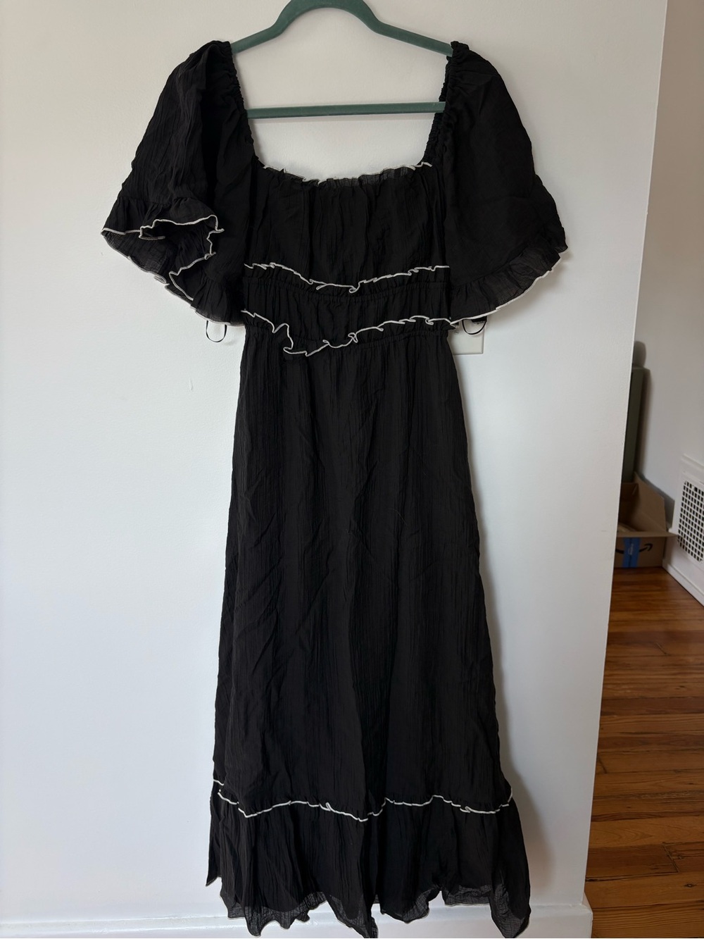 Women's Black Ruffle Maxi Dress